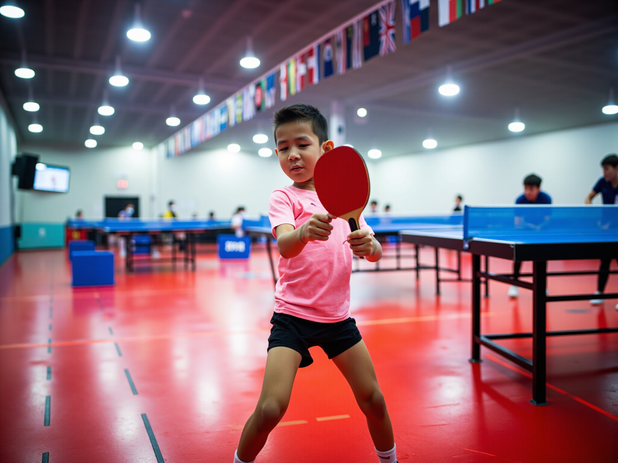 Table tennis player in action at our club